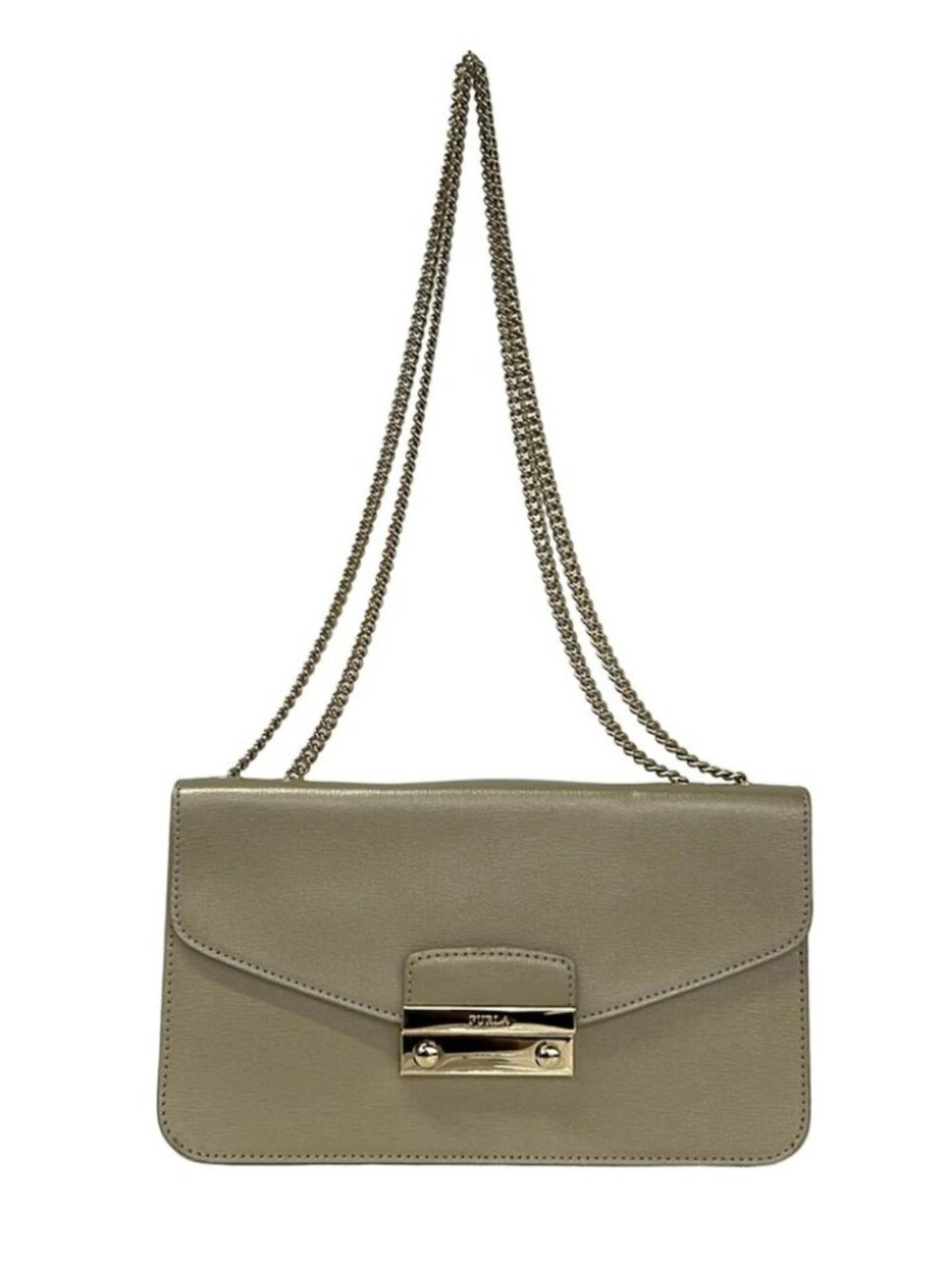 FURLA Julia Gold Leather Shoulder Bag
